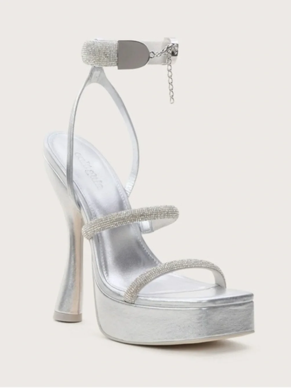 cult gaia Elodie Platform Sandals in Metallic Silver